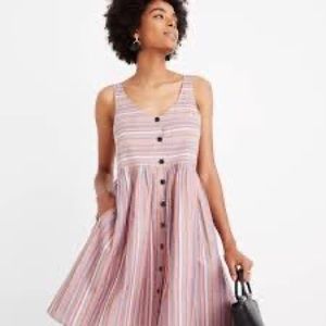 Madewell rainbow striped scoop neck tank dress Sz L.